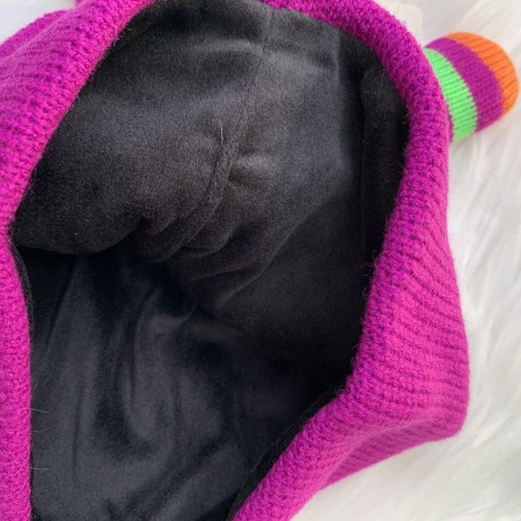 2 - NWT Sofsole Fireside Fleece lined Beanie hats Purple monster& Pom Pom Youtth - Picture 7 of 7